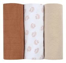 Scutece textile din bumbac muselină Cotton Muslin Cloths Beaba Herisson set de 3 bucăți 70*70 cm de la 0 luni maro