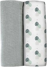 Scutece textile din muselină de bumbac Bolte 2 Swadlles 120 cm Beaba Mirage Grey/Jungle set de 2 bucăți de la 0 luni