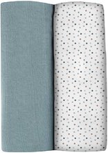 Textilní pleny z bavlněného mušelínu Bolte 2 Swadlles 120 cm Beaba Baltic Blue/Points sada 2 kusů od 0 měs