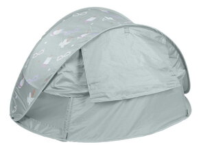 Plážový stan pre deti Breezynest Anti UV Tent Lichen Beaba s 360° ventiláciou a ochranou proti piesku a hmyzu sivý od 0-24 mes