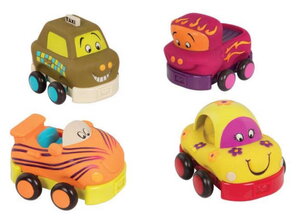 Autíčka na zotrvačník Wheeee-ls! B-Toys z mäkkého plastu 4 kusy od 12 mes BTBX1995Z