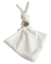 Plyšový zajačik na maznanie Bunny Flower Box Doudou et Compagnie biely 10 cm v darčekovom balení od 0 mes DC303