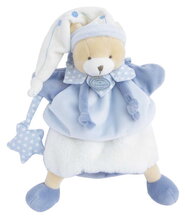Plyšový medvídek na maňáskové divadlo Petit Chou Bear Hand Puppet Doudou et Compagnie modrý 28 cm od 0 měsíců