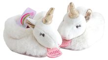 Papuci pentru bebeluși cu zornăitoare Unicorn Lucie la Licorne Doudou et Compagnie albi în ambalaj cadou de la 0-6 luni DC3311