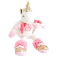 Unicorn de pluș Unicorn Lucie la Licorne Doudou et Compagnie auriu-roz 22 cm în ambalaj cadou de la 0 luni DC3313