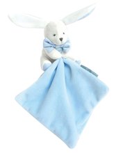 Plyšový zajíček na mazlení Bunny Flower Box Doudou et Compagnie modrý 10 cm v dárkovém balení od 0 měs