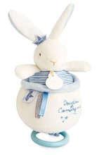 Iepuraș de pluș cu melodie Bunny Sailor Music Box Perlidoudou Doudou et Compagnie albastru 14 cm în ambalaj cadou de la 0 luni DC3520