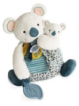 Plyšová koala s mláďatkom a hryzátkom Yoca le Koala Doudou et Compagnie modrá 25 cm v darčekovom balení od 0 mes