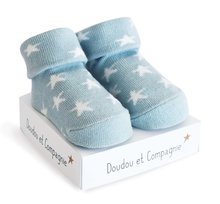 Ponožky pre bábätko Birth Socks Doudou et Compagnie modré s jemným vzorom od 0-6 mes