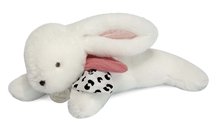 Plyšový zajačik Happy Blush Doudou et Compagnie bielo-ružový 25 cm v darčekovom balení s brmbolcom od 0 mes DC3739