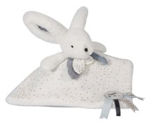 Plyšový zajačik na maznanie Bunny Happy Glossy Doudou et Compagnie modrý 25 cm v darčekovom balení od 0 mes DC3742