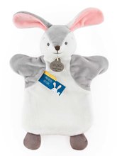 Plyšový zajačik na bábkové divadlo Bunny Doudou et Compagnie sivo-biely 25 cm od 0 mes