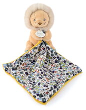 Plyšový lvíček s látkou na mazlení Lion Plush with Comforter Boh'aime Doudou et Compagnie v dárkovém balení žlutý 12 cm od 0 měsíců