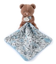 Plyšový medvedík na maznanie Bear Boh'aime Doudou et Compagnie hnedo-modrý 12 cm v darčekovom balení od 0 mes