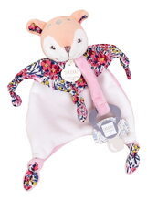 Plyšový jelenček s klipom na cumlík Dummy Holder Deer Boh'aime Doudou et Compagnie v darčekovom balení ružový 20 cm od 0 mes DC4220