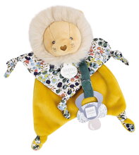 Plyšový lvíček s klipem na dudlík Lion Dummy Holder Boh'aime Doudou et Compagnie v dárkovém balení žlutý 20 cm od 0 měsíců