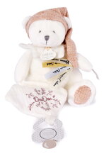 Plyšový medvídek s klipem na dudlík Doudou 25 Years Dummy Holder Pink Doudou et Compagnie narozeninová edice růžový 20 cm od 0 měs