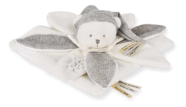 Plyšový medvídek na mazlení Doudou 25 Years Doudou Collector Grey Doudou et Compagnie v dárkovém balení šedý 25 cm od 0 měs