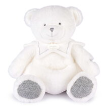 Plyšový medvídek s hadříkem na mazlení Doudou 25 Years Puppet with Handkerchief Grey Doudou et Compagnie v dárkovém balení šedý 30 cm od 0 měs