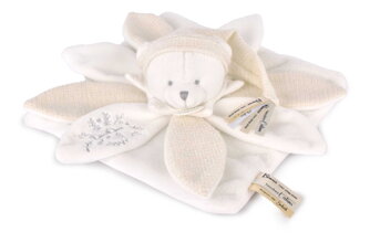 Plyšový medvídek na mazlení Doudou 25 Years Doudou Collector White Dodou et Compagnie v dárkovém balení bílý 25 cm od 0 měs