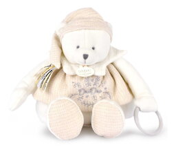 Plyšový medvídek Doudou 25 Years Activity Puppet White Doudou et Compagnie narozeninová edice bílý 30 cm od 0 měs