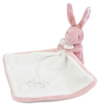 Plyšový zajíček s látkou na mazlení Bunny with a Comforter Pink Doudou et Compagnie v dárkovém balení růžový 10 cm od 0 měsíců