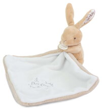 Plyšový zajíček s látkou na mazlení Bunny with a Comforter Beige Doudou et Compagnie v dárkovém balení béžový 10 cm od 0 měsíců