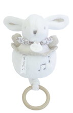 Plyšový zajíček s melodií Lapin Doudou Music Box White Doudou et Compagnie v dárkovém balení bílý 20 cm od 0 měsíců