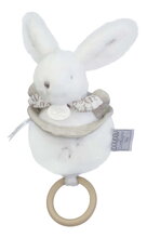 Iepuraș de pluș cu melodie Lapin Dodou Music Box White Doudou et Compagnie în ambalaj cadou alb 20 cm de la 0 luni DC4365