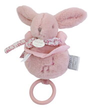 Plyšový zajíček s melodií Lapin Doudou Music Box Pink Doudou et Compagnie v dárkovém balení růžový 20 cm od 0 měsíců