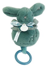 Plyšový zajíček s melodií Lapin Doudou Music Box Green Doudou et Compagnie v dárkovém balení zelený 20 cm od 0 měsíců