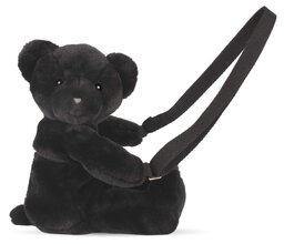 Plyšový crossbody vak medvedík Black Bear Bag Doudou et Compagnie s popruhom čierny 30 cm od 24 mes DC4377