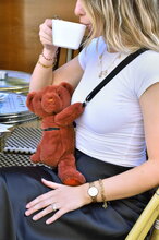 Plyšový crossbody vak medvedík Terracotta Bear Bag Doudou et Compagnie s popruhom oranžový 30 cm od 24 mes DC4379