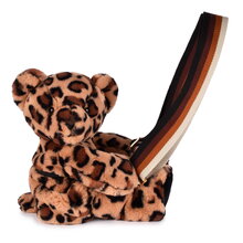 Plyšový crossbody vak leopard Bag Leopard Doudou et Compagnie s popruhom hnedý 30 cm DC4566