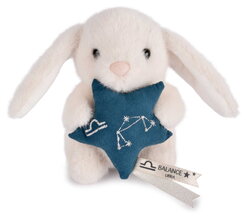 Plyšový zajačik s hviezdičkou Váhy White Bunny Libra Astro Plush with Comforter Doudou et Compagnie v darčekovom balení biely 12 cm od 0 mes DC4657