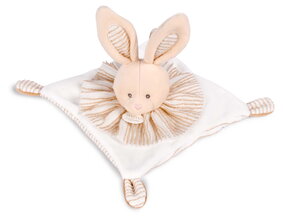 Plyšový zajačik na maznanie Bunny Les Chouchoux Doudou et Compagnie v darčekovom balení béžový 20 cm od 0 mes DC4676