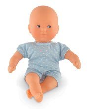 Játékbaba Mini Calin Sky Corolle kék szemekkel és kék ruhácskában 20 cm 18 hó-tól