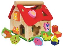 Drevený didaktický domček Shape Sorter House Eichhorn s 12 vkladacími kockami od 12 mes