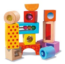 Cuburi din lemn cu sunete Color Tinkling Blocks Eichhorn colorae 12 bucăți de la 12 luni