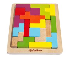 Puzzle din lemn Shape Game Eichhorn 20 de cuburi colorate de diferite forme de la 4 ani