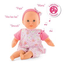 Panenka Bébé Calin Loving & Melodies Features Corolle interaktivní se 4 zvuky a 3 melodiemi hnědé mrkající oči 30 cm od 18 měs