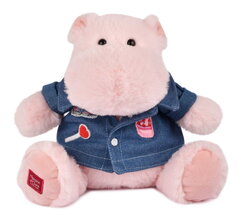 Plyšový hrošík s džínsovou košeľou Pink Mallow Hippo Histoire d’ Ours ružový 20 cm od 0 mes HO3375