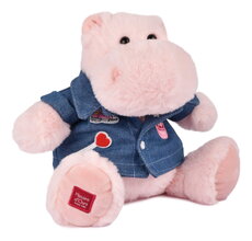 Plyšový hrošík s džínsovou košeľou Pink Mallow Hippo Histoire d’ Ours ružový 20 cm od 0 mes HO3375