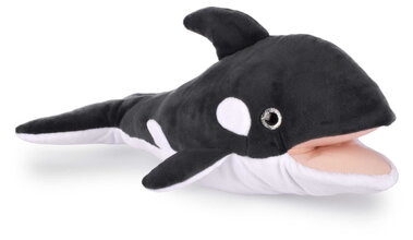 Plyšová veľryba na bábkové divadlo Orca Hand Puppet Marine Treasures Histoire d’ Ours čierna 30 cm od 0 mes HO3410