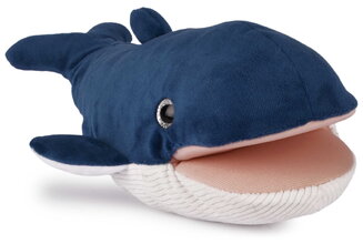 Plyšová veľryba na bábkové divadlo Whale Hand Puppet Marine Treasures Histoire d’ Ours modrá 30 cm od 0 mes HO3411