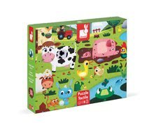 Puzzle pre najmenších Zvieratká na farme Tactile Janod s textúrou 20 dielov od 3-6 rokov
