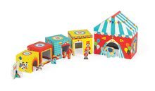 Skládací pyramida Multikub Circus Janod s 5 dřevěnými figurkami od 12 měsíců