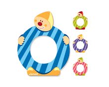 Drevené písmeno O Clown Letter Janod lepiace 9 cm modré/zelené/fialové/ružové