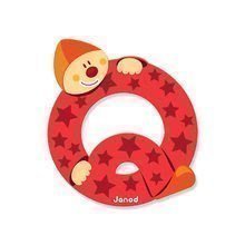 Dřevěné písmeno Q Clown Letter Janod lepící 9 cm červené