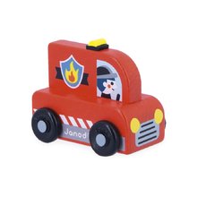 Janod Cross roads Drevené auto na tlačenie Hasiči červené J05916 